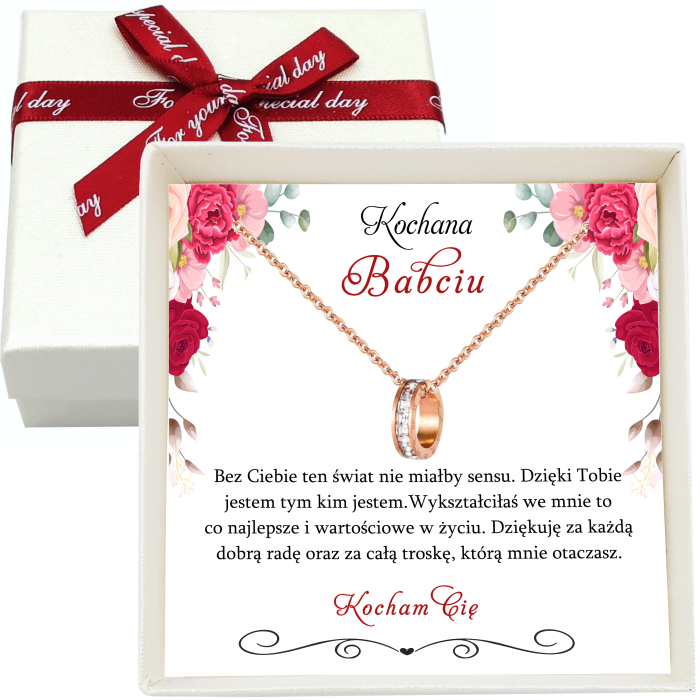 Wisiorek Kółeczko Celebrytka  Różowe Złoto dla Babci