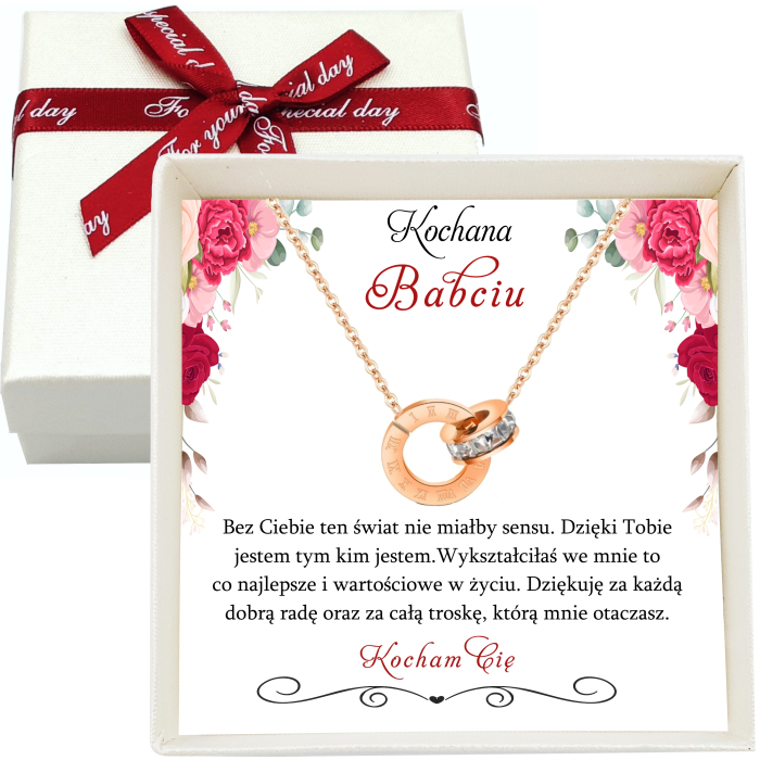 Naszyjnik Kółka Celebrytka Damska Prezent dla Babci na Dzień Babci