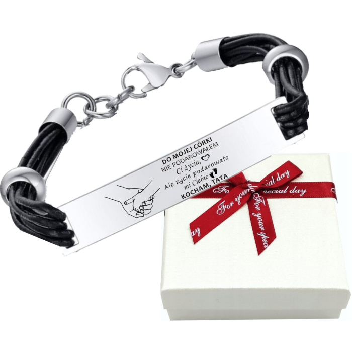 Personalizowana Bransoletka ze Skóry PU dla Córki od Taty