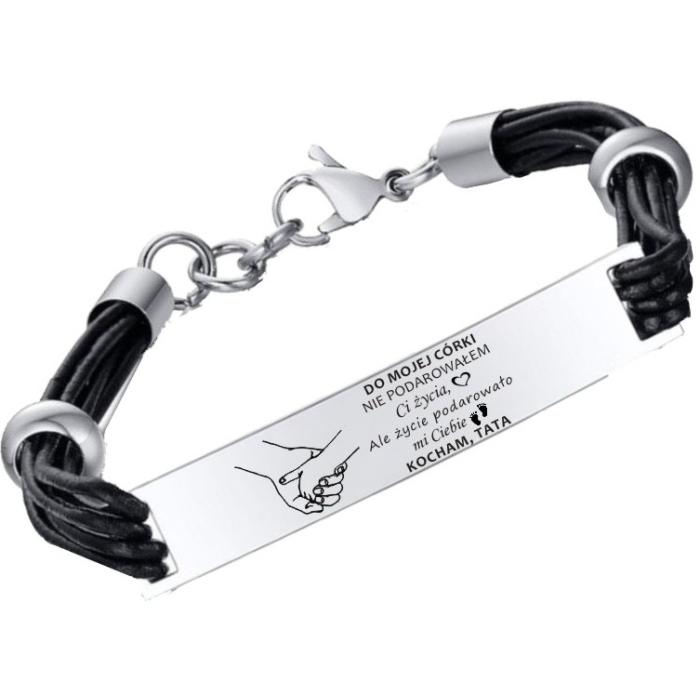 Personalizowana Bransoletka ze Skóry PU dla Córki od Taty