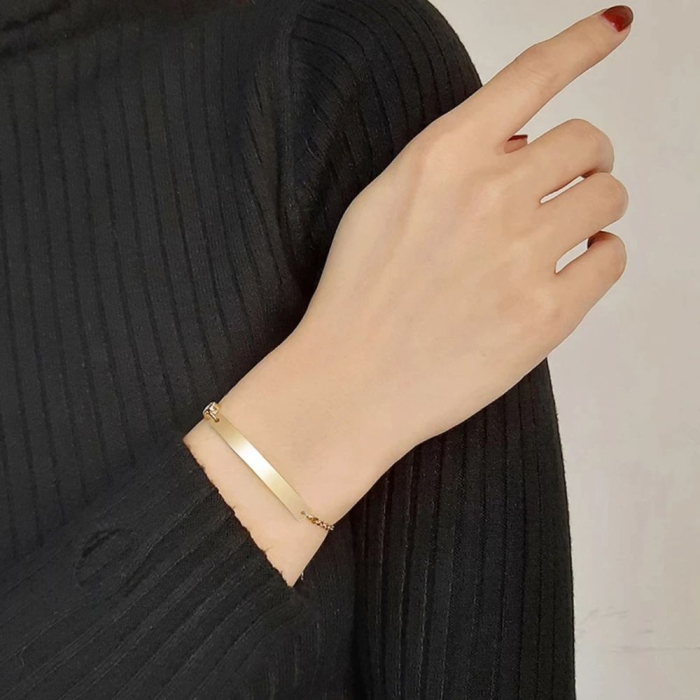 Śliczna Bransoletka z Blaszką i Cyrkonią Stal 316L Dla Córki