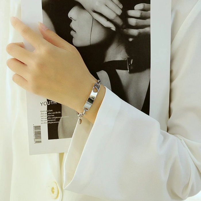 Bransoletka Pancerka z Blaszką i Sercem z Grawerem dla Córki