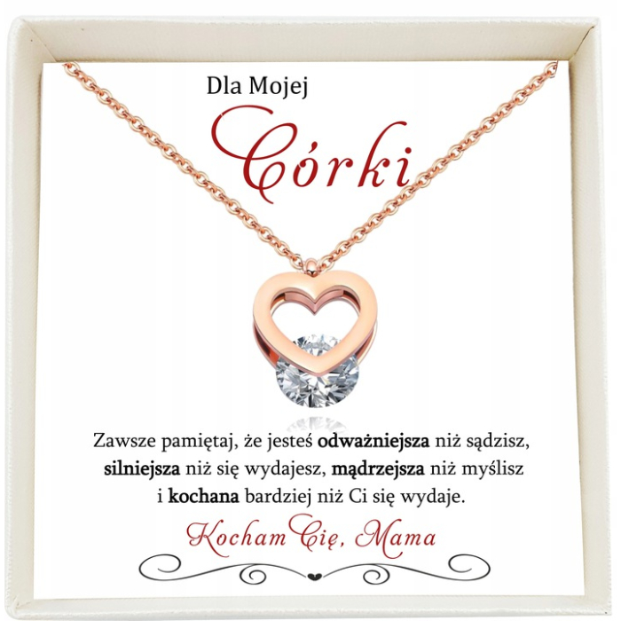Naszyjnik Celebrytka dla Córki Serce Diament