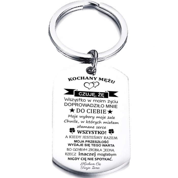 Srebrny Personalizowany Breloczek do kluczy Dla Męża