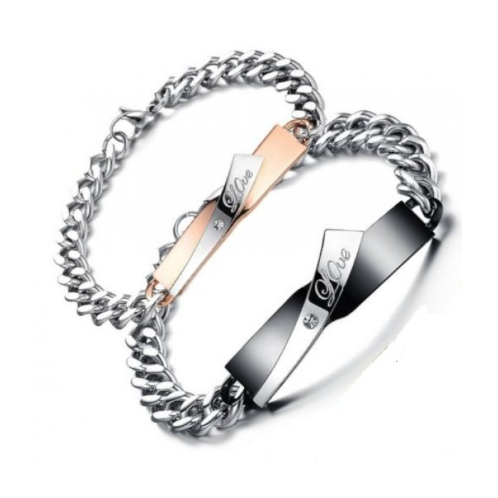 Komplet Bransoletek dla Pary Love Stal Chirurgiczna 316L z Grawerem
