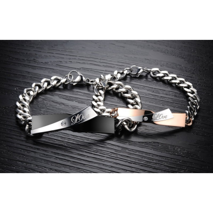 Komplet Bransoletek dla Pary Love Stal Chirurgiczna 316L z Grawerem