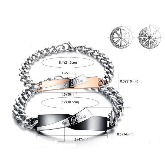 Komplet Bransoletek dla Pary Love Stal Chirurgiczna 316L z Grawerem