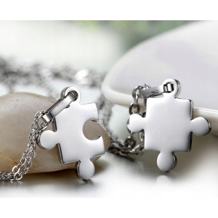 Dla Pary Zakochanych Puzzle Naszyjniki Zawieszki z Grawerem (Kolory)