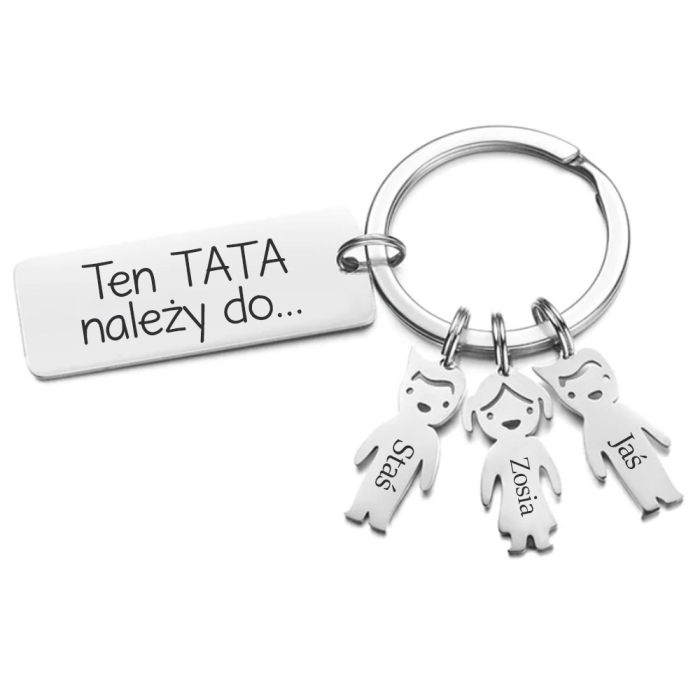 Breloczek Rodzinny 3 Zawieszki Grawer Imię Ten Tata Należy Do...