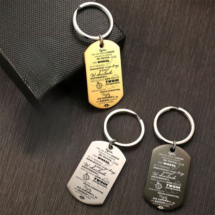 Personalizowany Breloczek Zawieszka z Dedykacją dla Syna Stal