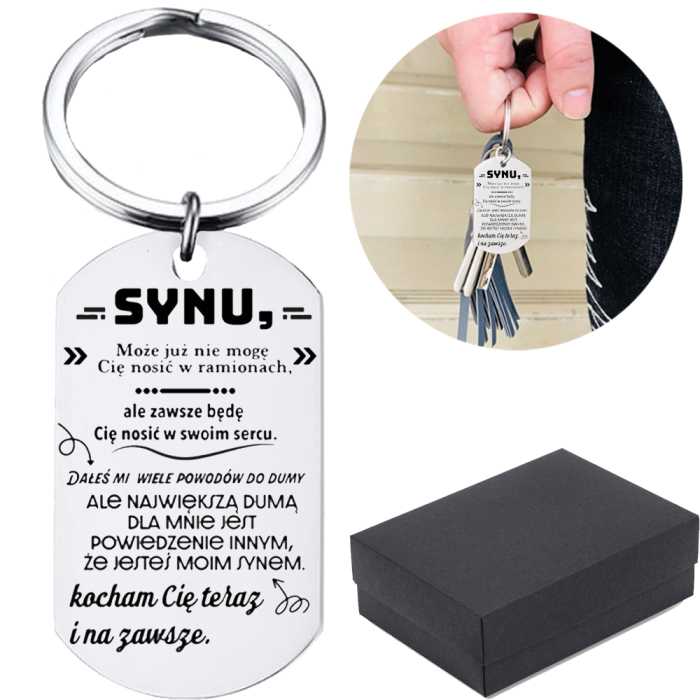 BRELOCZEK STAL ZAWIESZKA PREZENT DLA SYNA PERSONALIZOWANY