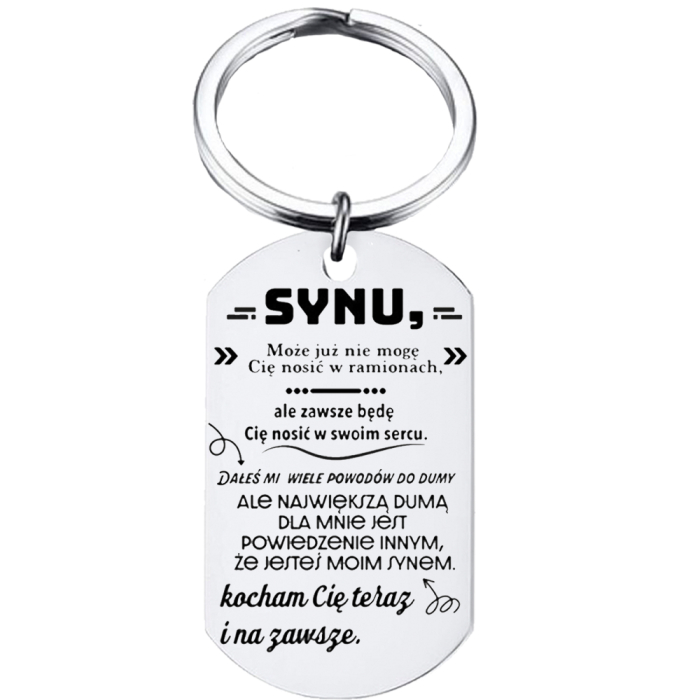 BRELOCZEK STAL ZAWIESZKA PREZENT DLA SYNA PERSONALIZOWANY