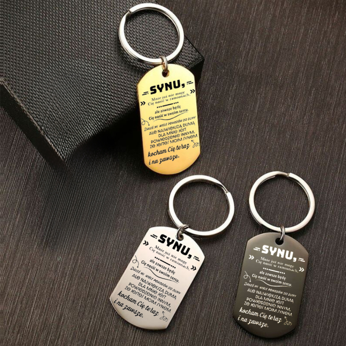 BRELOCZEK STAL ZAWIESZKA PREZENT DLA SYNA PERSONALIZOWANY