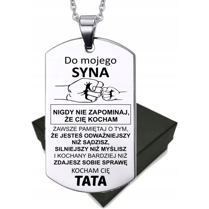 Personalizowany Nieśmiertelnik Prezent dla Syna od Taty