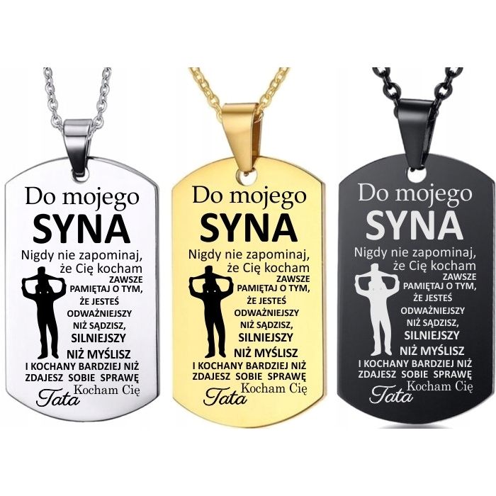 Zawieszka Nieśmiertelnik z Grawerem dla Syna