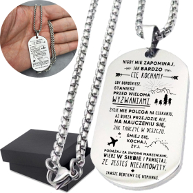 Nieśmiertelnik ze stali z Dedykacją dla Syna Prezent Personalizowany