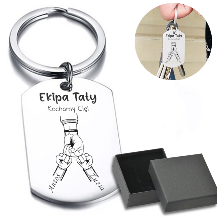 Breloczek Ekipa Taty, Stal 316L Pomysł na Prezent dla Taty