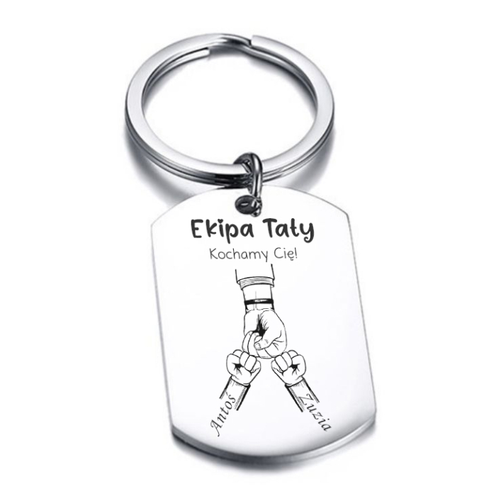 Breloczek Ekipa Taty, Stal 316L Pomysł na Prezent dla Taty