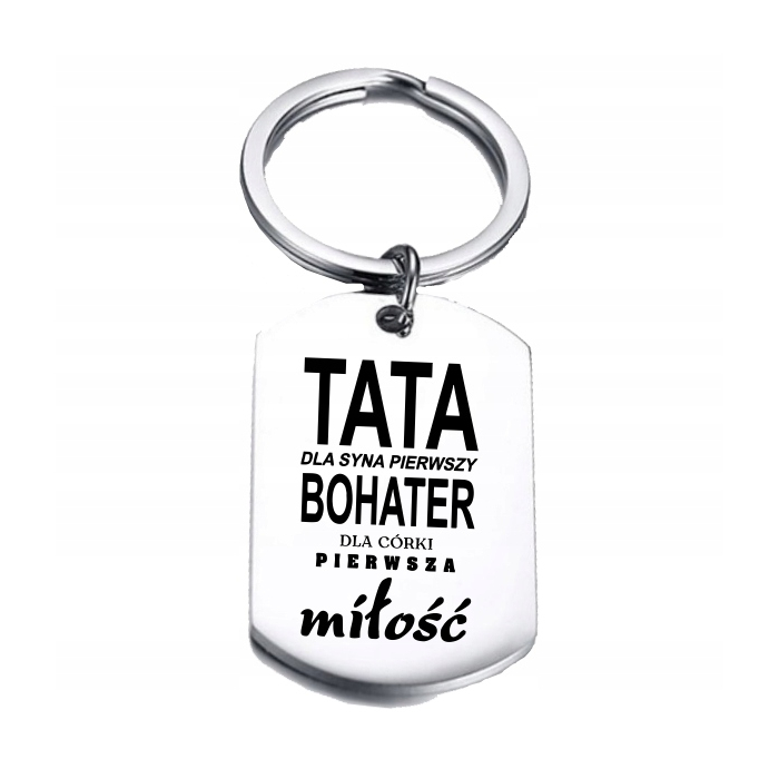 Brelok ze Stali Chirurgicznej z Grawerem dla Taty Pierwszy Bohater Syna