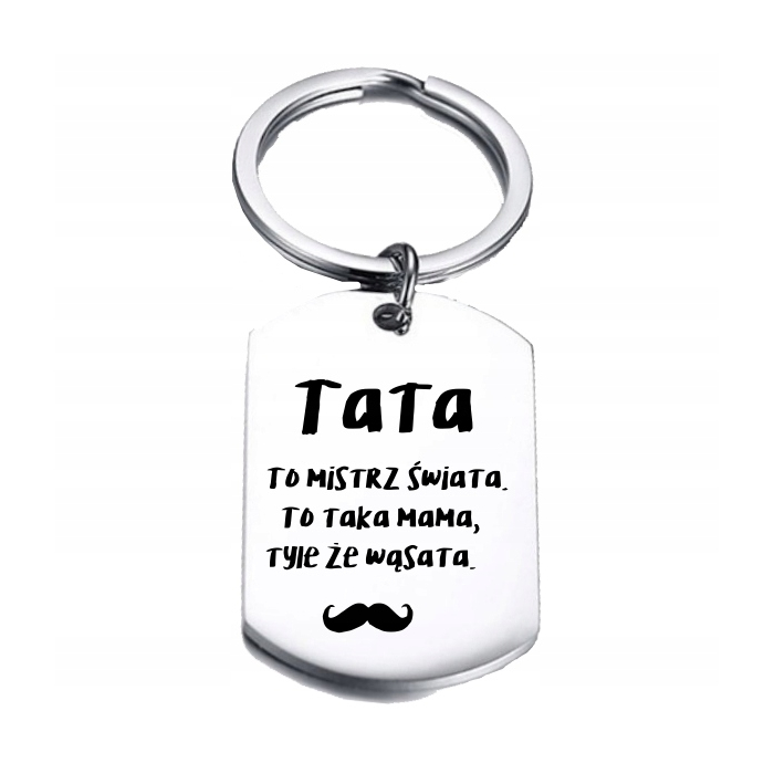 Brelok ze Stali Chirurgicznej z Grawerem Tata To Mistrz Świata