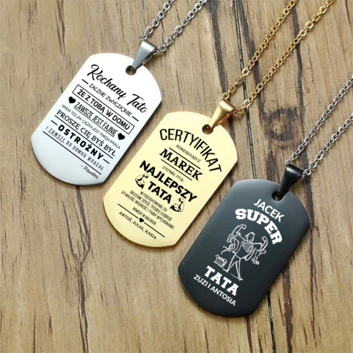 Srebrny Personalizowany Naszyjnik dla Taty