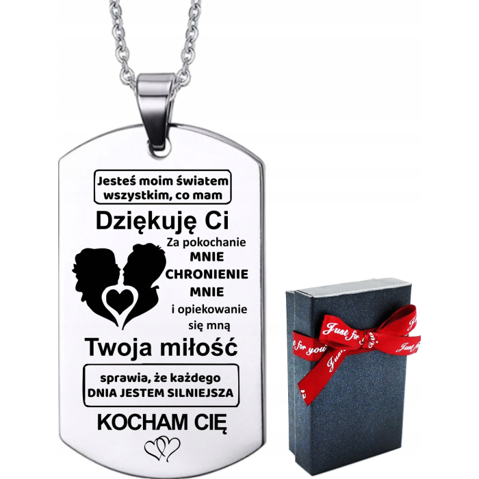 Srebrna Zawieszka Nieśmiertelnik Dla Ukochanego