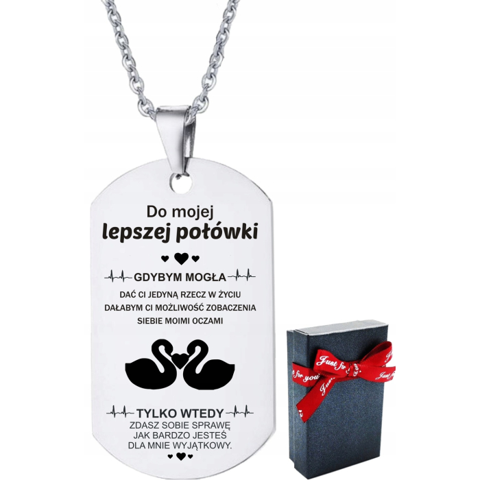 Srebrny Naszyjnik Dla Niego z Dedykacją