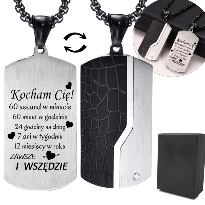 Romantyczna Zawieszka Premium Stal Imitacja Skóry Krokodyla z Dedykacją
