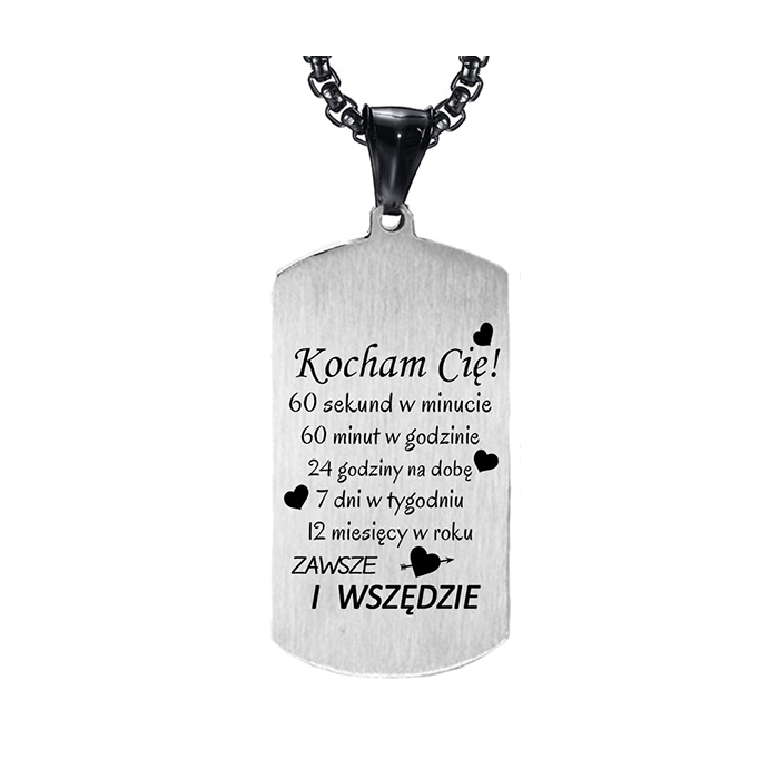 Romantyczna Zawieszka Premium Stal Imitacja Skóry Krokodyla z Dedykacją
