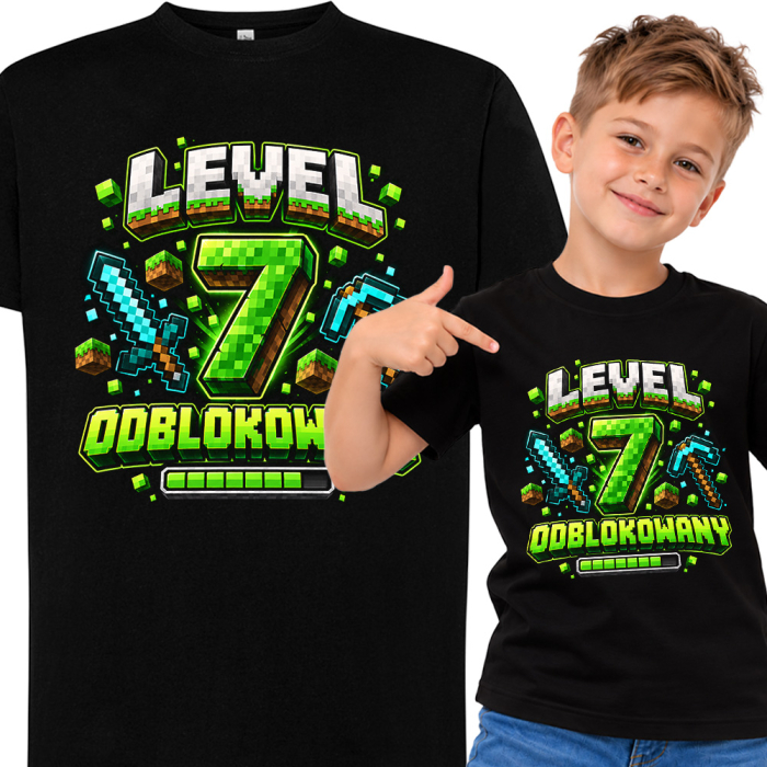 Koszulka na 7 Urodziny - 7 Level Odblokowany