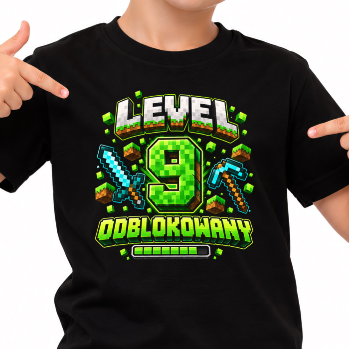 Koszulka na 9 Urodziny - 9 Level Odblokowany
