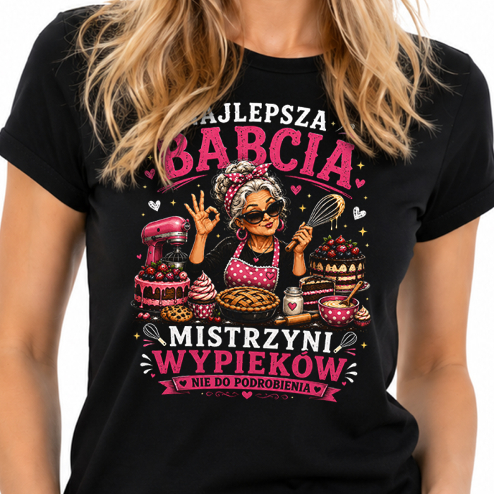Koszulka Dla Babci - Najlepsza Babcia Mistrzyni Wypieków