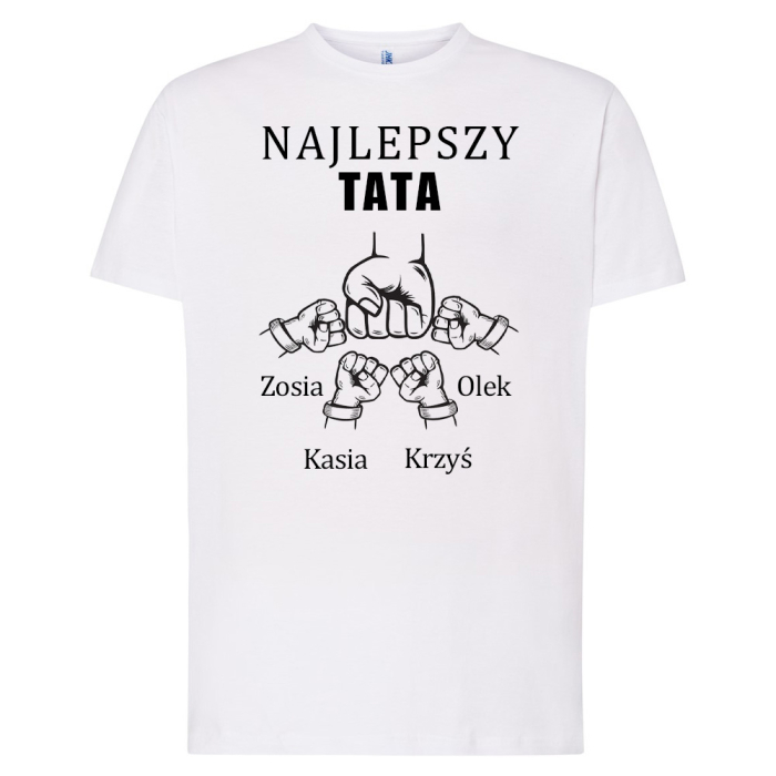 Koszulka Męska dla Taty - Najlepszy Tata - Imiona Dzieci Rączki