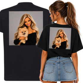 Koszulka Lalka z Pomeranianem Damski T-shirt Pies