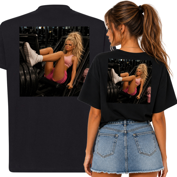 Koszulka Bawełniana na Siłownię Damska T-shirt GYM Zabawna Lalka