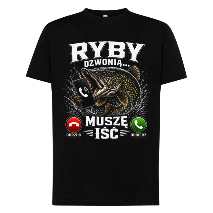 Koszulka Dla Wędkarza - Ryby Dzwonią Muszę Iść