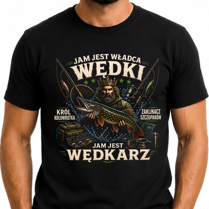 Koszulka Dla Wędkarza - Jam Jest Władcą Wędki, Jam Jest Wędkarz