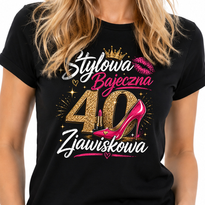 Koszulka Damska na 40 Urodziny Stylowa Bajeczna Zjawiskowa
