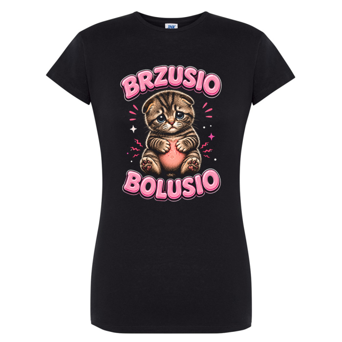 Koszulka Damska „Brzusio Bolusio” – Śmieszna Koszulka na Bolesny Okres