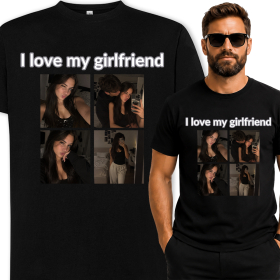 Koszulka I Love My Girlfriend Ze Zdjęciami Prezent na Dzień Chłopaka