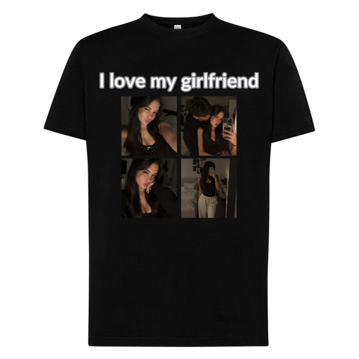Koszulka I Love My Girlfriend Ze Zdjęciami Prezent na Dzień Chłopaka