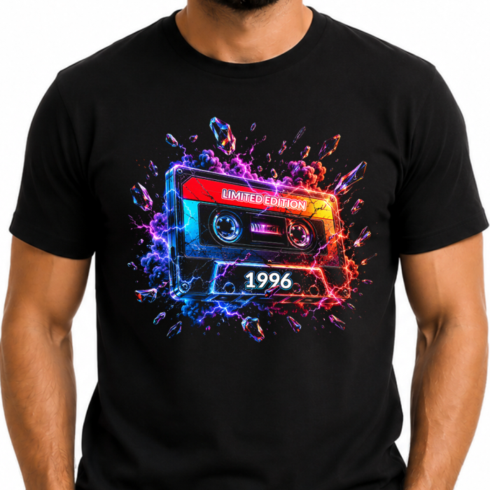 Koszulka Męska Na 30 Urodziny - Limited Edition 1996 Kaseta Neon