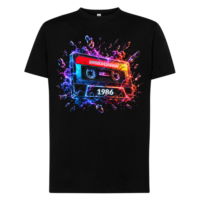 Koszulka Męska Na 40 Urodziny - Limited Edition 1986 Kaseta Neon