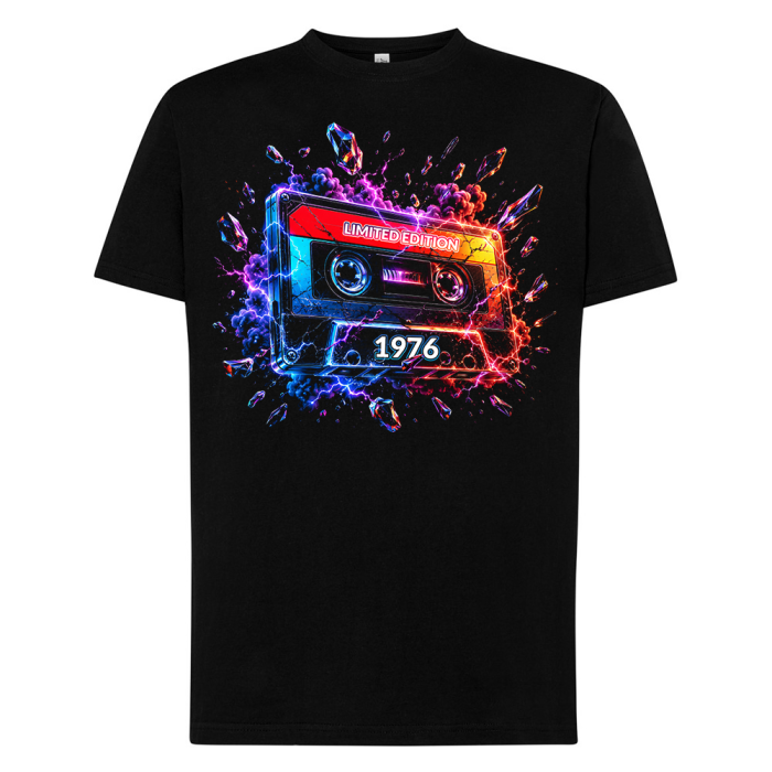 Koszulka Męska Na 50 Urodziny - Limited Edition 1976 Kaseta Neon