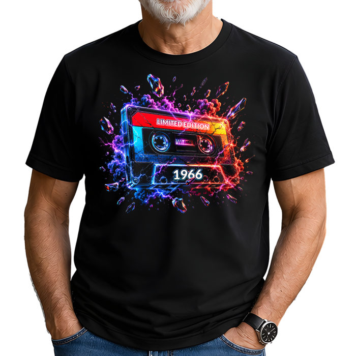 Koszulka Męska Na 60 Urodziny - Limited Edition 1966 Kaseta Neon