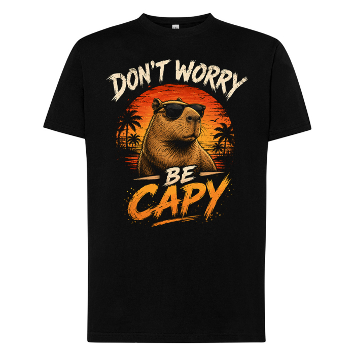 Śmieszna Męska Koszulka - Don't Worry Be Capy