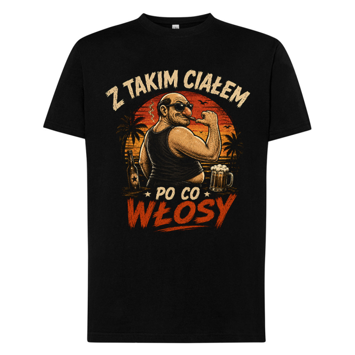Koszulka Męska Z Takim Ciałem Po Co Włosy Śmieszna Prezent dla Łysego Faceta