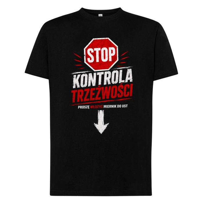 Koszulka Stop Kontrola Trzeźwości - Proszę Włożyć Miernik Do Ust Śmieszny Męski T-shirt