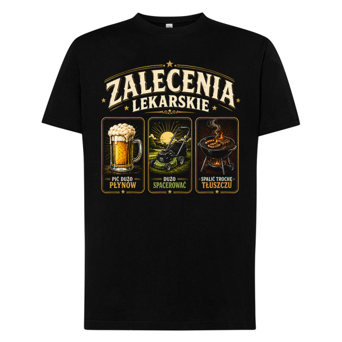 Śmieszny T-shirt - Zalecenia Lekarskie - Męska Koszulka