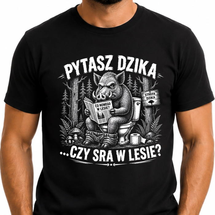 Śmieszna Koszulka Męska - Pytasz Dzika Czy Sra W Lesie